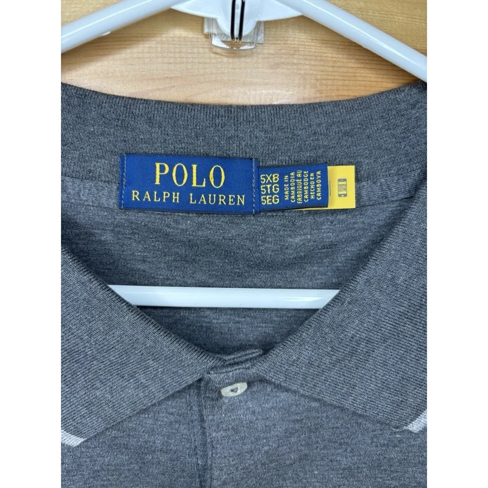 POLO Ralph Lauren Men's Grey Long Sleeve Rugby Style Polo Shirt 5XB NWT $125‎